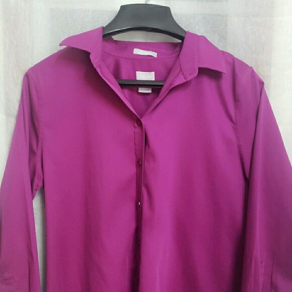 Chico's No Iron Chic Stretch Long Sleeve Button-Up Shirt Size 0.5 US S/6 - Picture 3 of 9